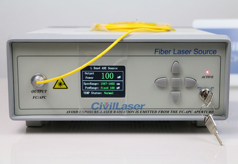 L-Band ASE Broadband Light Source 벤치탑 200mW SM 파이버 레이저 소스 ASE-L-200-SM